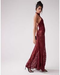 ASOS - Halterneck Panelled Sheer Lace Maxi Dress - Lyst