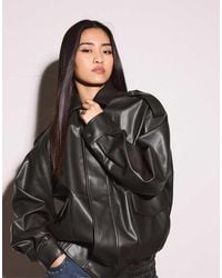 Stradivarius - Giacca Biker Oversize Effetto Pelle - Lyst