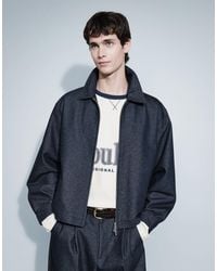 ASOS - Harrington Denim Look Zip Up Smart Jacket - Lyst