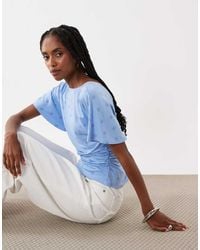 ASOS - Cinch Waist Angel Sleeve Tee With V Back Detail - Lyst