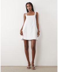 Mango - Cotton Rich Scoop Neck Mini Dress - Lyst