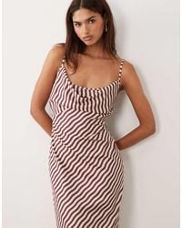 BRONZE SNAKE - Odetta Stripe Cowl Neck Maxi Dress - Lyst