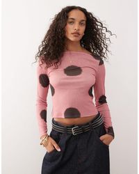 Collusion - Slash Neck Long Sleeve Top - Lyst