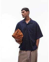 TOPMAN - Boxy Fit Button Through Texture Jersey Polo - Lyst
