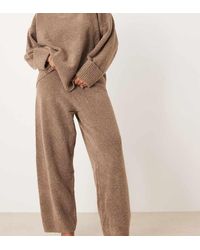 Pretty Lavish Curve - Textured Knit Drawstring Wide Leg Trouser Co-Ord - Lyst