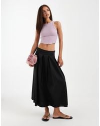 Vero Moda - Geplooide Midirok Van Katoenen Popeline - Lyst