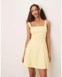 Abercrombie & Fitch - Square Neck Pleated A-line Mini Skort Dress - Lyst