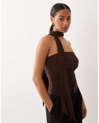 ASOS - Slinky Bandeau Top With Beaded Scarf - Lyst