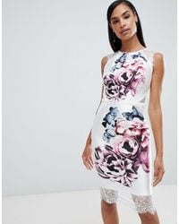 lipsy sasha print sweetheart bodycon dress