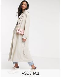 ASOS Asos Design Tall Luxe Oversized Linen Trench Coat - Natural