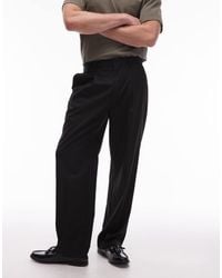 TOPMAN - Smart Wide Leg Pleated Trousers - Lyst