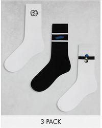 ASOS - Confezione da 3 paia di calzini bianchi con ricamo di smile - Lyst
