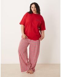 ASOS - Asos Design Curve Oversized Tee & Wide Leg Trouser Pyjama Set - Lyst