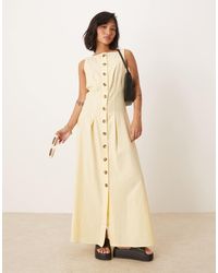 ASOS - Asos Design Petite Slash Neck Button Down Waistcoat Maxi Dress - Lyst