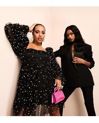 ASOS - Curve Tulle Baby Doll Dress With Pearl Embellishment - Lyst