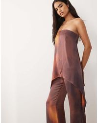 Missy Empire - Missy Empire Cotton Satin Bandeau Hi Lo Drape Longline Top - Lyst