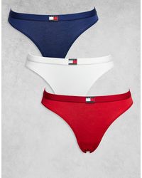 Tommy Hilfiger - Pack De 3 Braguitas De Color Rojo, Blanco Y Azul De Corte Bikini Con Detalle De Bandera De - Lyst