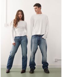 Weekday - Orbit - jean droit unisexe à taille mi-haute - foncé délavé - Lyst