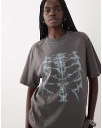 ASOS - Short Sleeve Oversized Graphic Top With Skeleton - Lyst