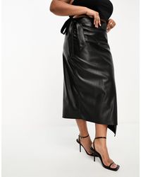 Never Fully Dressed - Pu Wrap Midi Skirt - Lyst