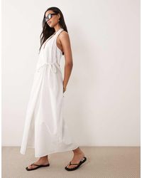 ASOS - Cotton Linen Halter Neck Wrap Maxi Sundress - Lyst