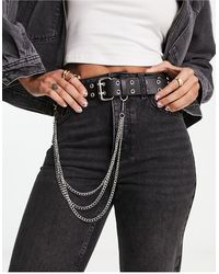 ASOS - Wide Waist And Hip Eyelet Belt With Chain Detail - Lyst