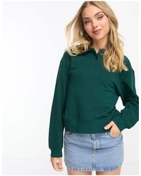 Monki - Polo Collar Sweatshirt - Lyst