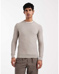 River Island - Textured Muscle Fit Knit Jumper - Lyst