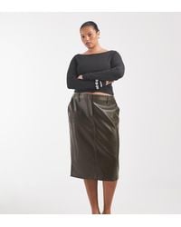 ASOS - Curve Tailored Faux Leather Pencil Skirt - Lyst