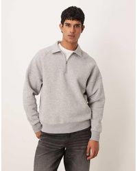 ASOS - Felpa Squadrata Taglio Comodo Mélange Con Colletto E Zip Corta - Lyst