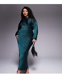 ASOS - Asos Design Curve Satin Batwing Maxi Dress - Lyst