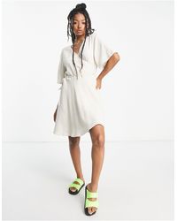 Weekday - Kimberly Linen Mix Wrap Mini Dress - Lyst