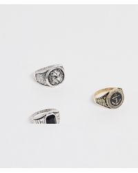 ASOS – Ringe im Set mit unterschiedlichen, dicken Designs - Mettallic