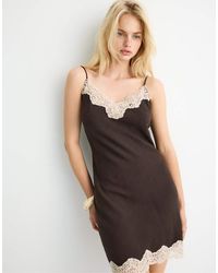 Stradivarius - Short Rustic Lace Dress - Lyst