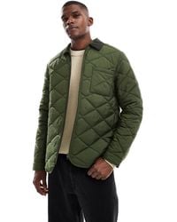 New Look - Veste matelassée à col en velours côtelé - kaki - Lyst