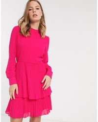 warehouse pink pleated dress