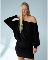 Bershka - Ribbed Asymmetric Mini Dress - Lyst