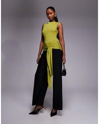 ASOS - Polyamide Longline Tie Front Sleeveless Top - Lyst