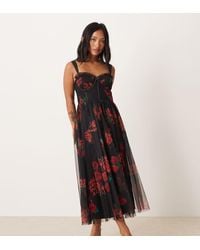 LACE & BEADS - Tulle Corset Midaxi Dress - Lyst