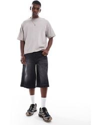 ASOS - Longer Length Denim Jorts With Twisted Seam - Lyst