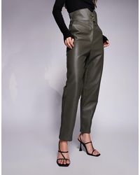 Bardot - Leather Look Shaped High Waisted Tapered Trousers - Lyst