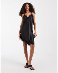 ONLY - Asymm Satin Cami Dress With Lace Hem - Lyst
