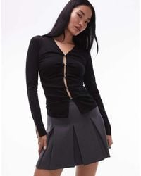 ARKET - Pure Velvet Ruched V-neck Long Sleeve Top - Lyst