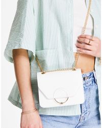ASOS Ring And Ball Cross Body Bag With Interchangeable Chain Strap - White