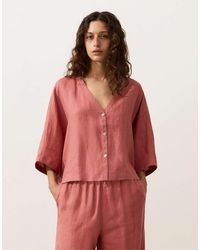 Oysho - 100% Linen Short-Sleeve Shirt - Lyst