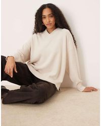 ASOS - Oversized Super Soft V Neck Jumper - Lyst