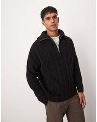 ASOS - Jersey Extragrande Con Cremallera Corta De Punto De Ochos Grueso De Mezcla De Lana De - Lyst