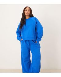 ASOS - Joggers Azules De Pernera Ancha Con Interior Afelpado De Asos Design Curve - Lyst