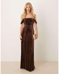 Maya - Velvet Bardot Dress - Lyst