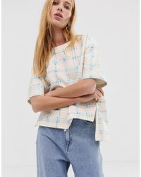 ASOS Camiseta de punto con estampado a cuadros - Rosa